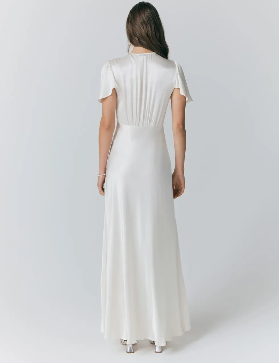 Satin Button Front Maxi Waisted Dress