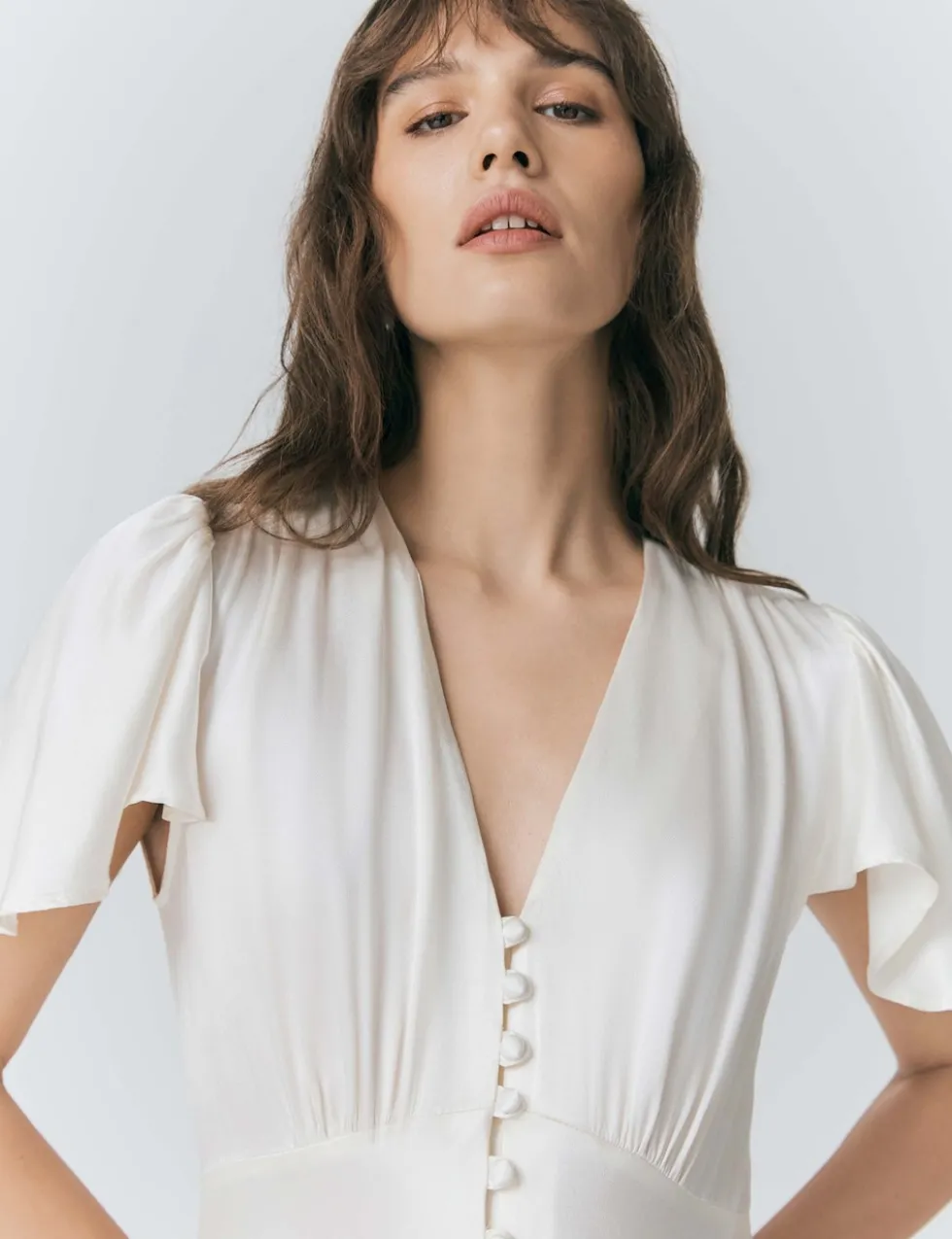 Satin Button Front Maxi Waisted Dress
