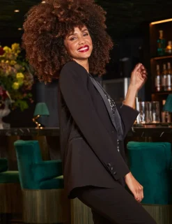 Satin Collar Single Breasted Tuxedo Blazer
