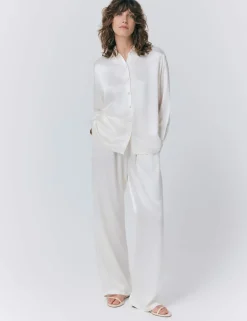 Satin Collared Button Through Shirt