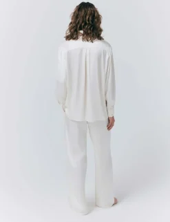 Satin Collared Button Through Shirt
