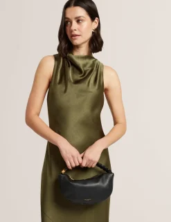 Satin Cowl Neck Midi Slip Dress