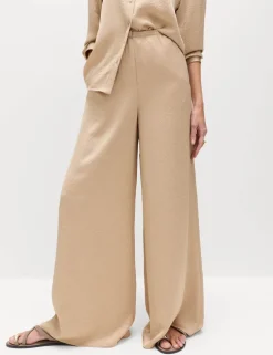 Satin Crinkle Palazzo Trousers