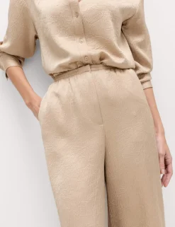 Satin Crinkle Palazzo Trousers