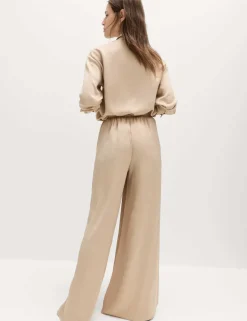 Satin Crinkle Palazzo Trousers