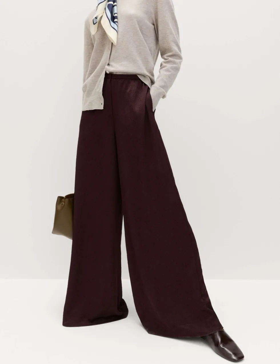 Satin Crinkle Palazzo Trousers