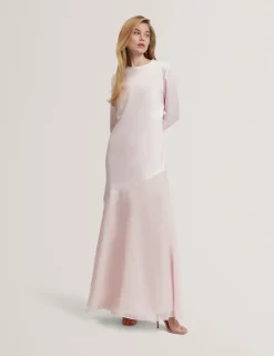 Satin Diagonal Waist Maxi Dress