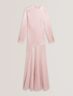 Satin Diagonal Waist Maxi Dress
