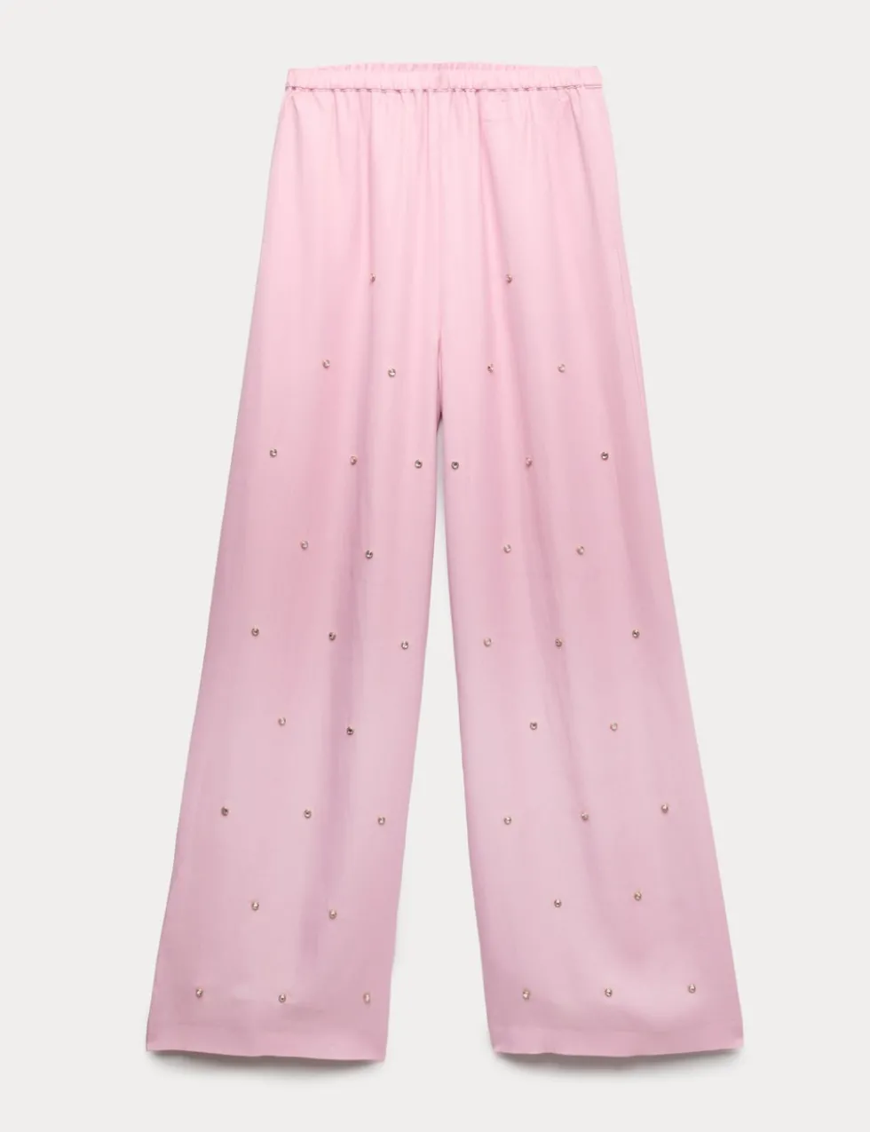 Satin Embellished Relaxed Straight Trousers