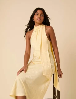Satin Halter Neck Maxi Slip Dress