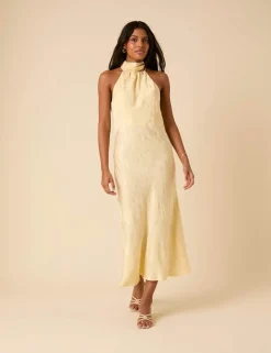 Satin Halter Neck Maxi Slip Dress