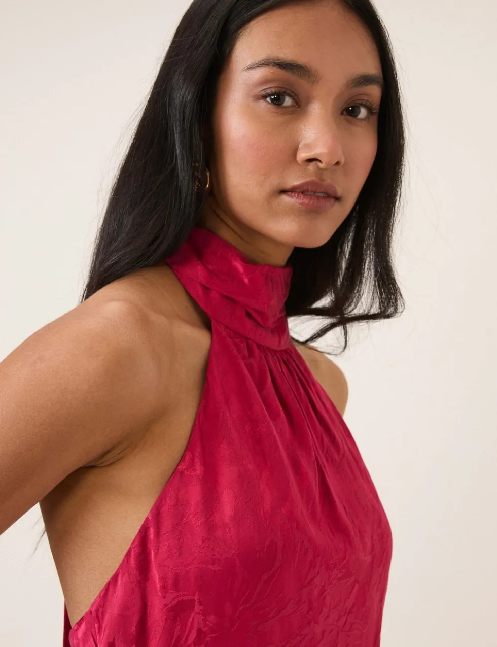 Satin Halter Neck Maxi Slip Dress