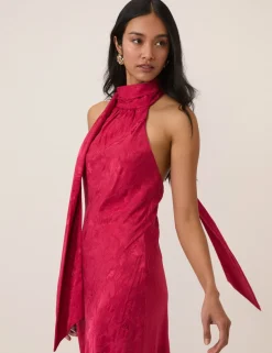 Satin Halter Neck Maxi Slip Dress