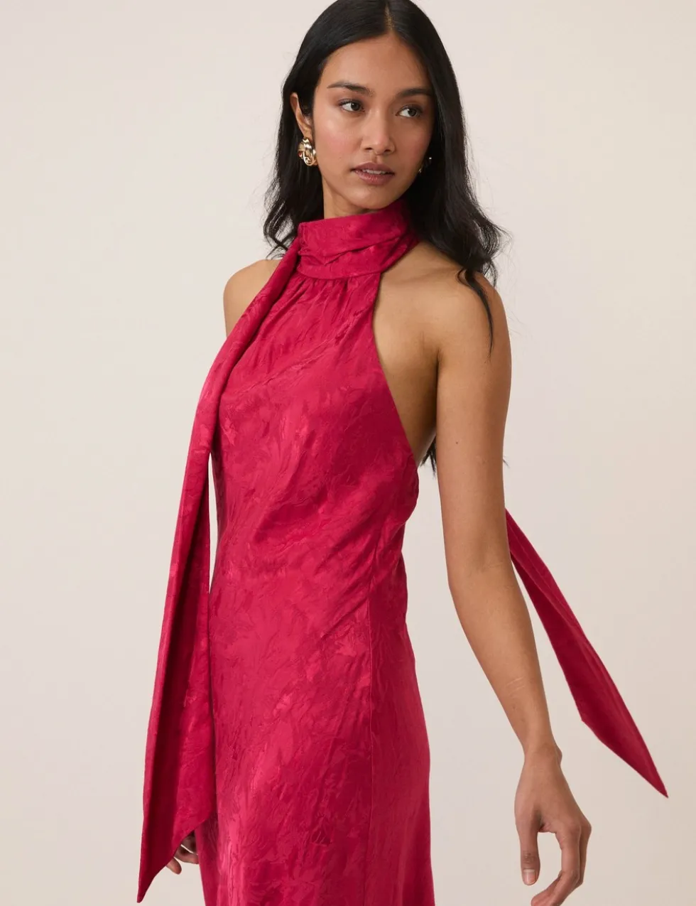 Satin Halter Neck Maxi Slip Dress