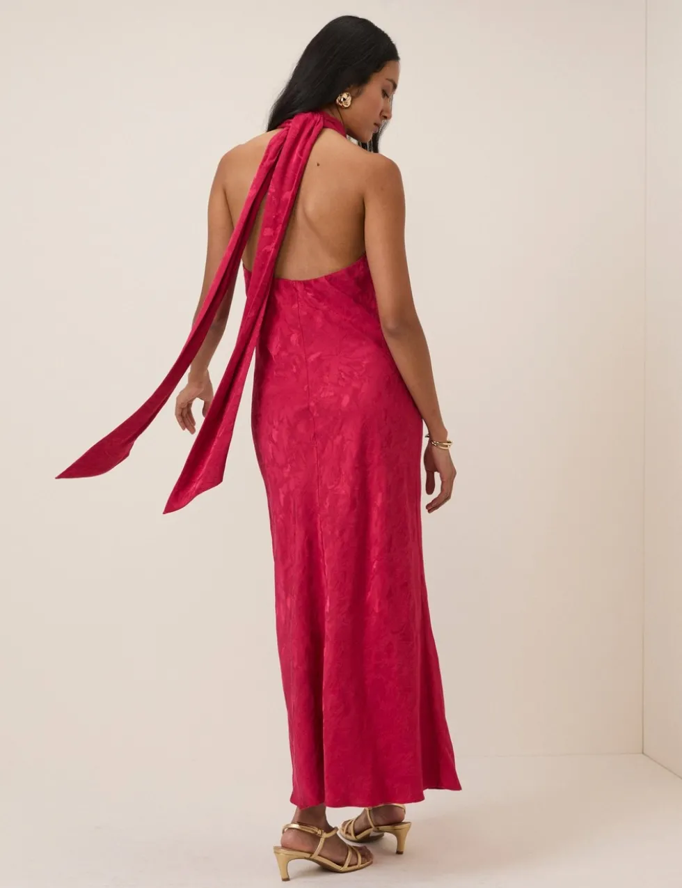 Satin Halter Neck Maxi Slip Dress