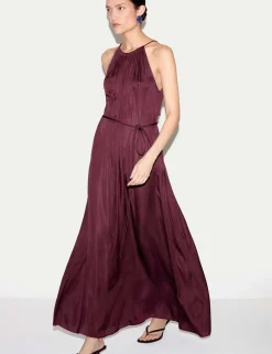 Satin Halter Neck Midaxi Column Dress