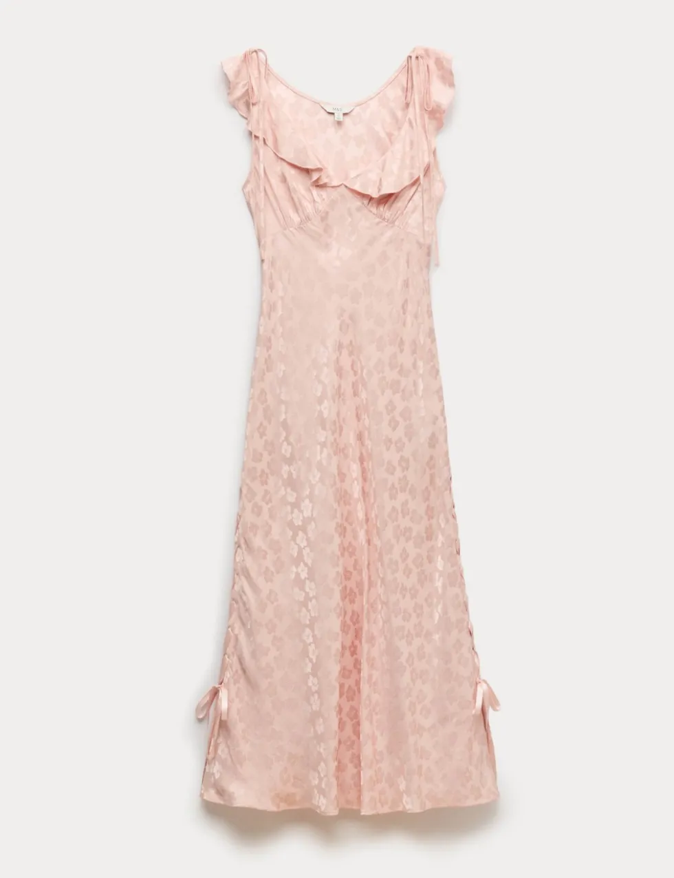 Satin Jacquard Ruffle Detail Dress