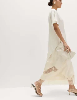 Satin Lace Insert Midaxi Slip Skirt