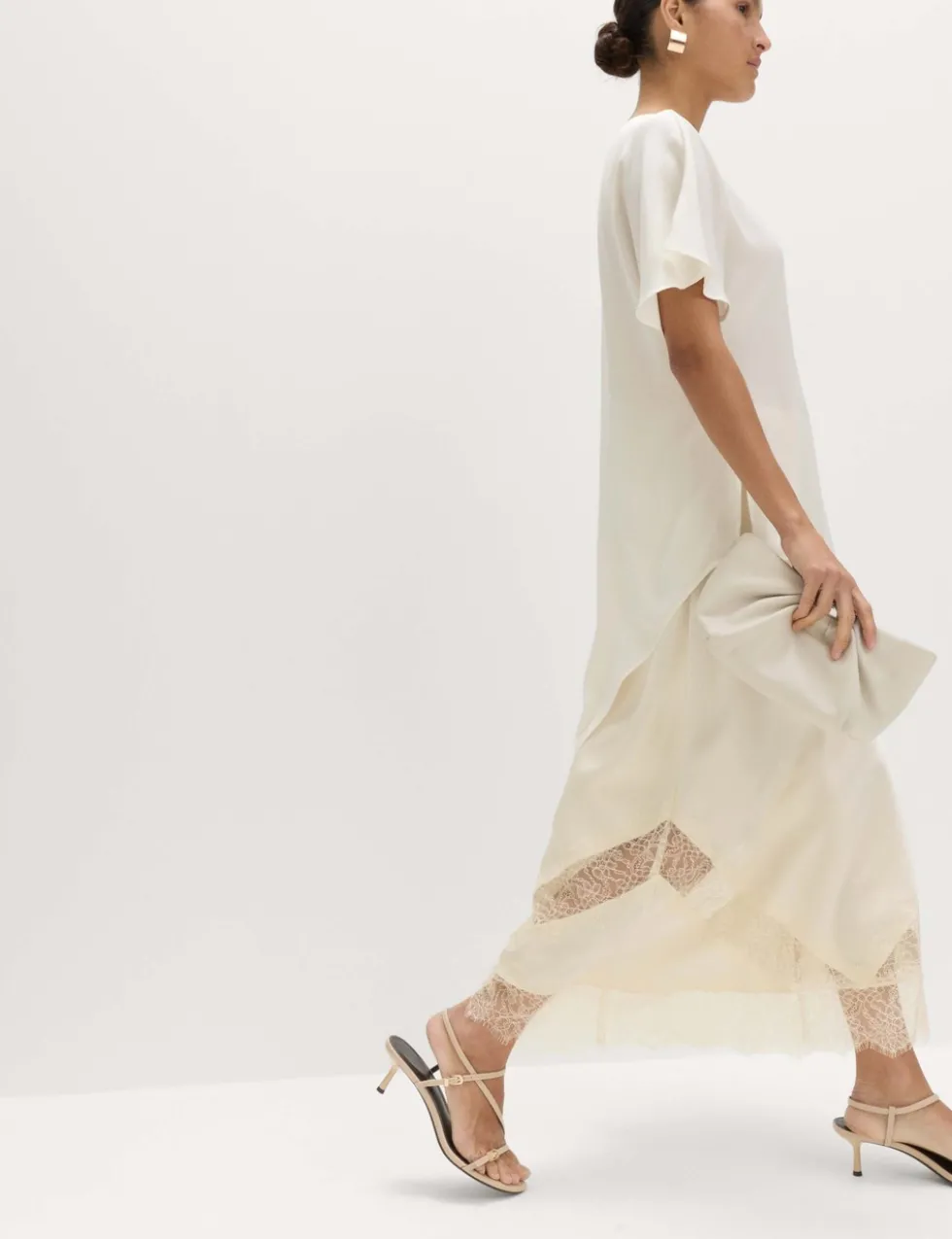 Satin Lace Insert Midaxi Slip Skirt