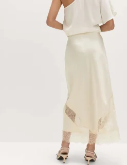 Satin Lace Insert Midaxi Slip Skirt