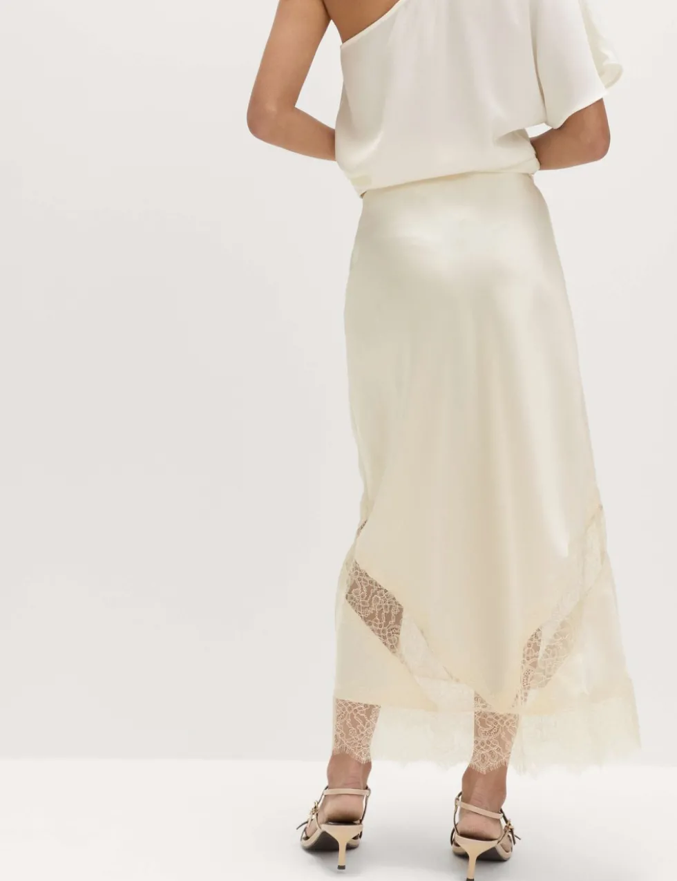 Satin Lace Insert Midaxi Slip Skirt