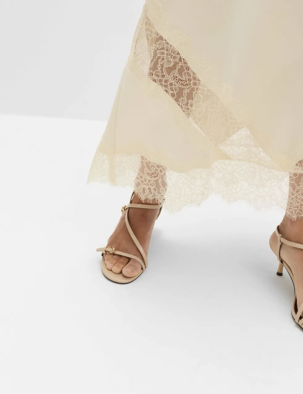 Satin Lace Insert Midaxi Slip Skirt