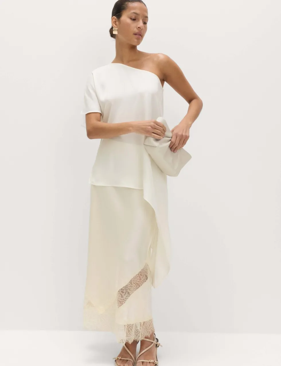 Satin Lace Insert Midaxi Slip Skirt