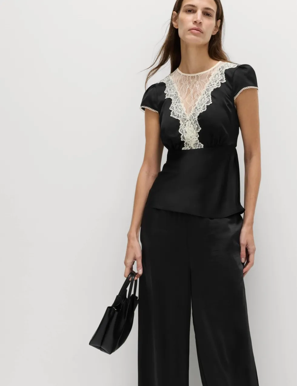 Satin Lace Insert Top