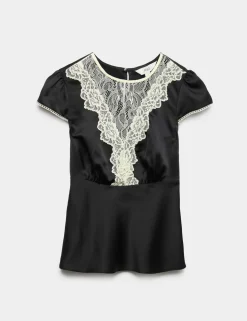 Satin Lace Insert Top