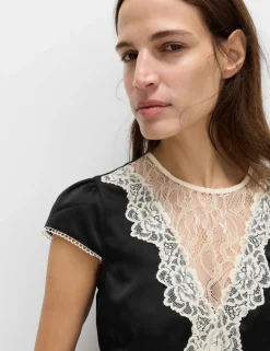Satin Lace Insert Top