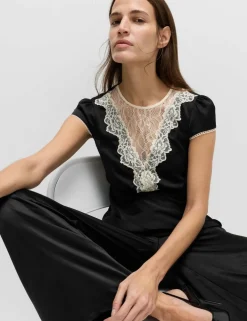 Satin Lace Insert Top