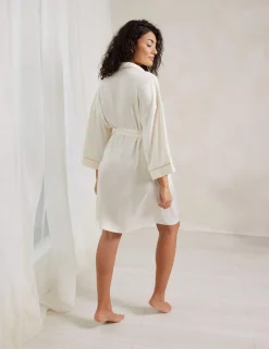 Satin Lace Trim Robe Dressing Gown