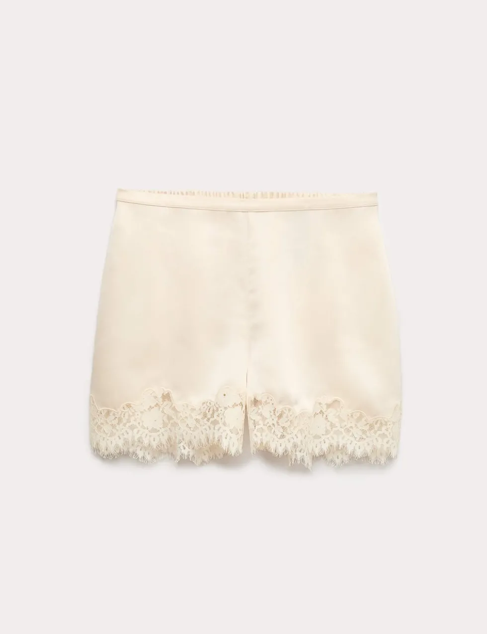 Satin Lace Trim Shorts