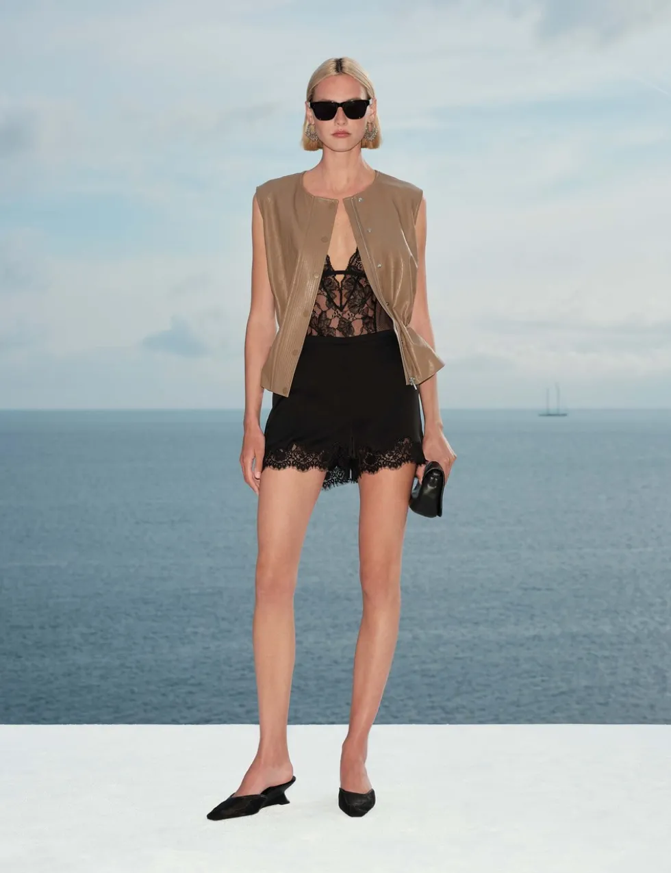 Satin Lace Trim Shorts