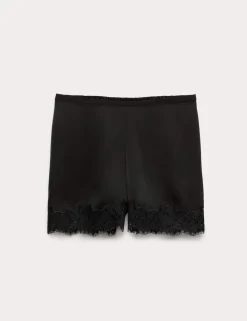 Satin Lace Trim Shorts