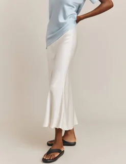 Satin Midi Slip Skirt