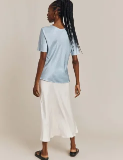 Satin Midi Slip Skirt