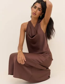 Satin Midi Slip Skirt