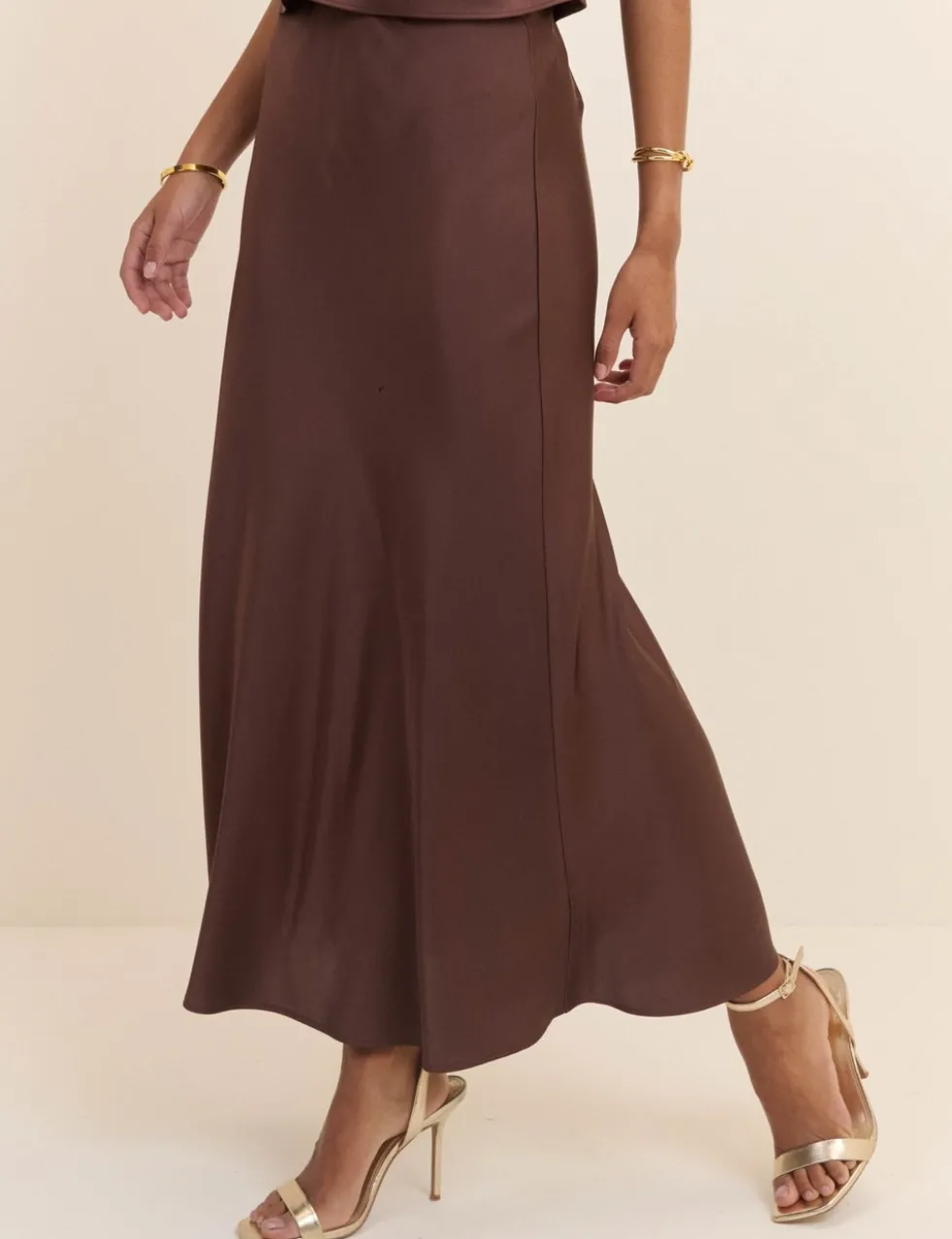 Satin Midi Slip Skirt