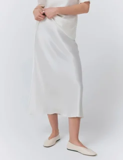 Satin Midi Slip Skirt