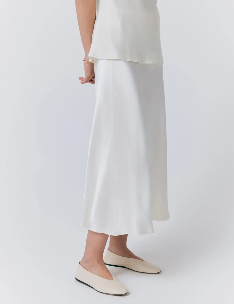 Satin Midi Slip Skirt