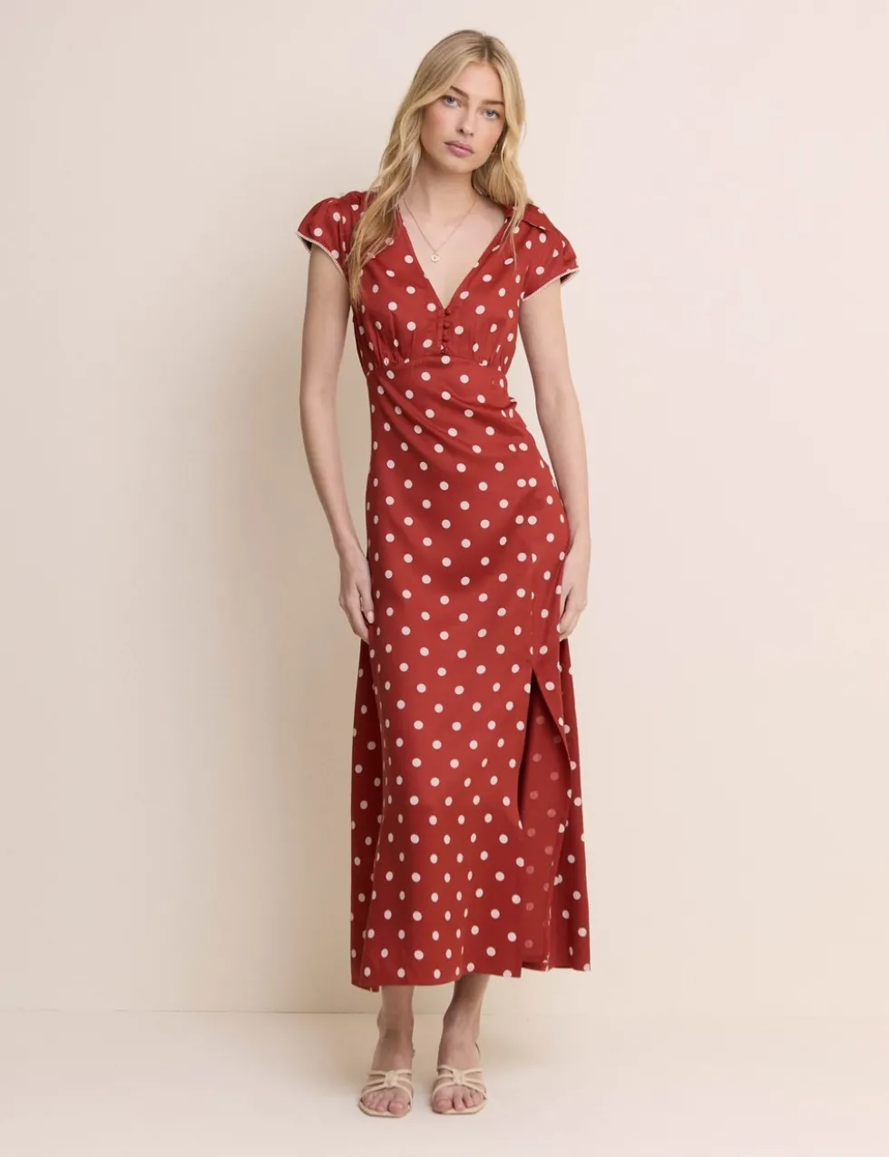 Satin Polka Dot Midaxi Tea Dress