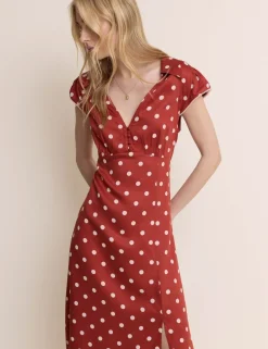 Satin Polka Dot Midaxi Tea Dress