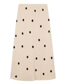 Satin Polka Dot Midi Slip Skirt