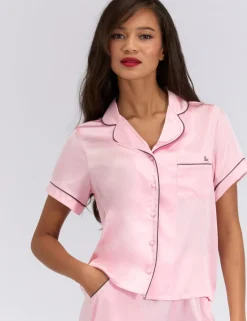 Satin Revere Collar Short Sleeve Pyjama Top