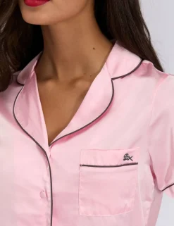 Satin Revere Collar Short Sleeve Pyjama Top