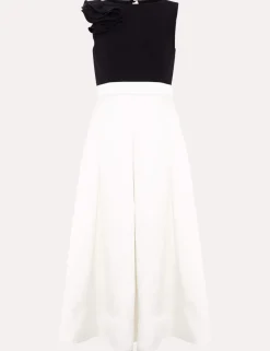 Satin Ruffle Midi Skater Dress