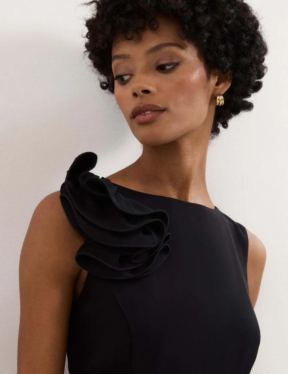 Satin Ruffle Midi Skater Dress
