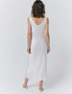Satin Scoop Neck Midi Slip Dress
