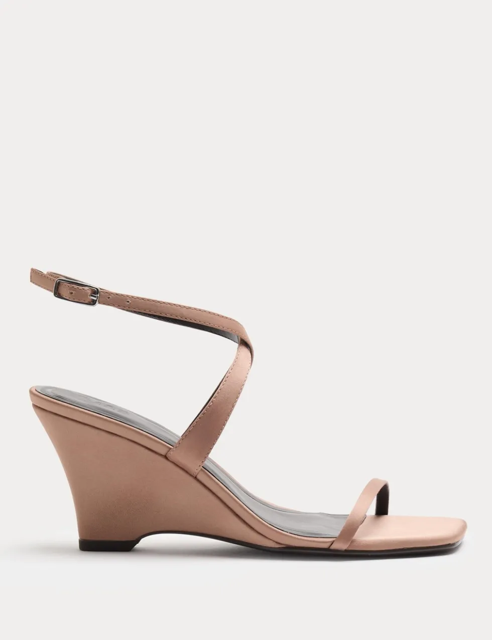 Satin Strappy Wedge Heel Sandals